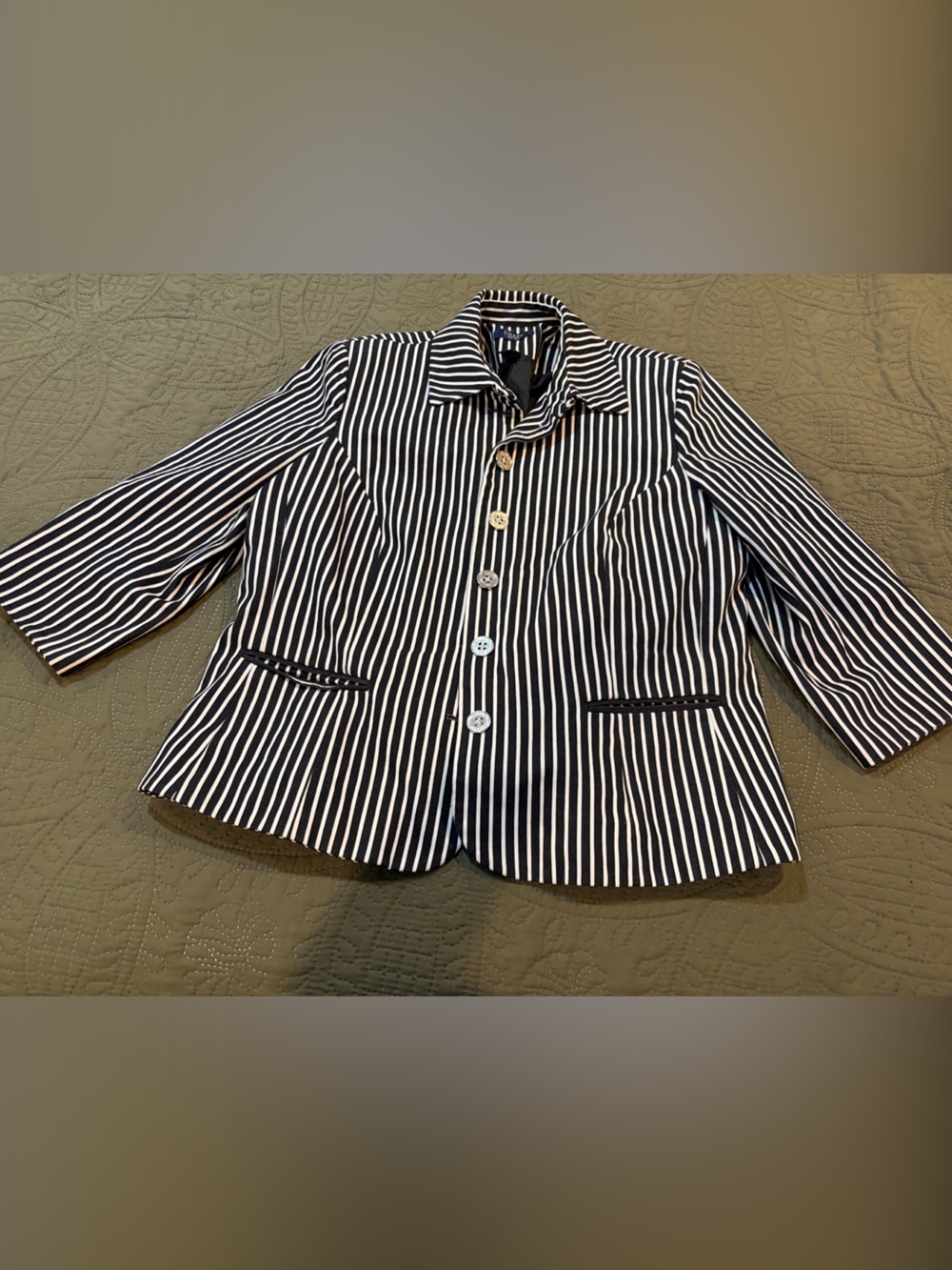 Chaps Black & White Striped Women's Blazer
